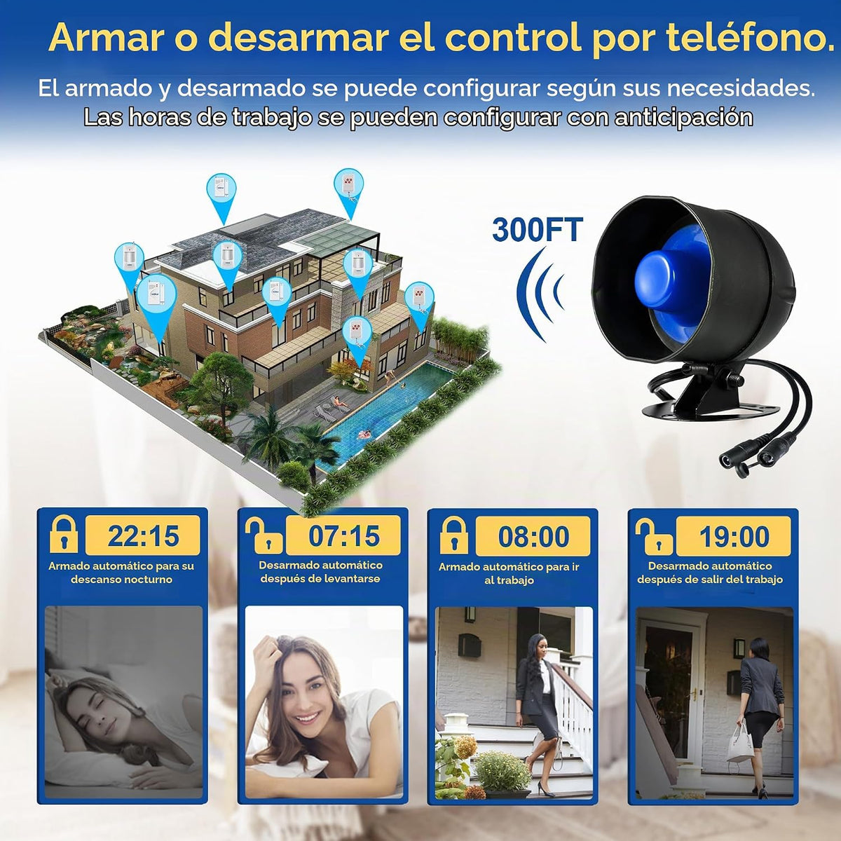 Kit de sistema de alarma de seguridad WiFi, inalámbrico de 120 db,...