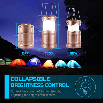 Lichamp Linterna LED de camping, paquete de 4 linternas alimentadas...