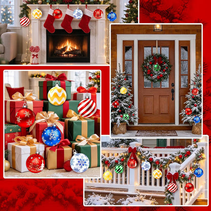 10 piezas de decoraciones navideñas colgantes para exteriores, rojo...