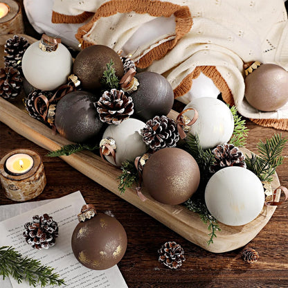 Yunlly - 12 adornos de Navidad neutros 2026, color bronce gris pard...