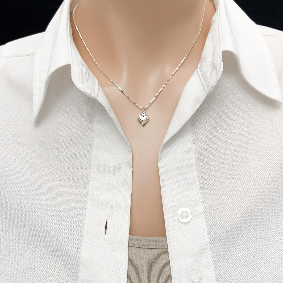 Collar de corazón de plata de ley pequeño, delicado y sutil, regalo...