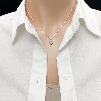 Collar de corazón de plata de ley pequeño, delicado y sutil, regalo...
