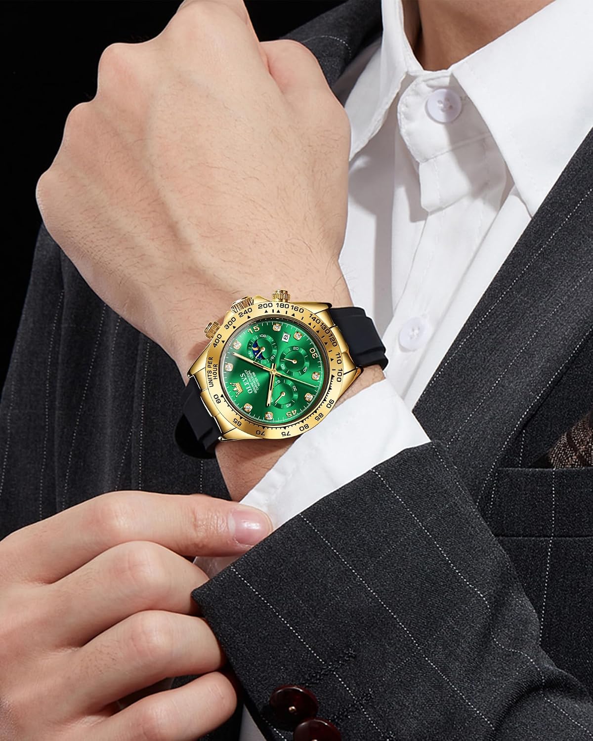 OLEVS Relojes de pulsera analógicos de cuarzo para hombre, cronógra...