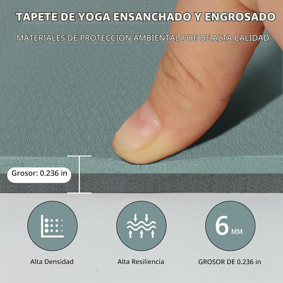 Esterilla grande de yoga de 8 mm (6' x 4') - Extra larga y...
