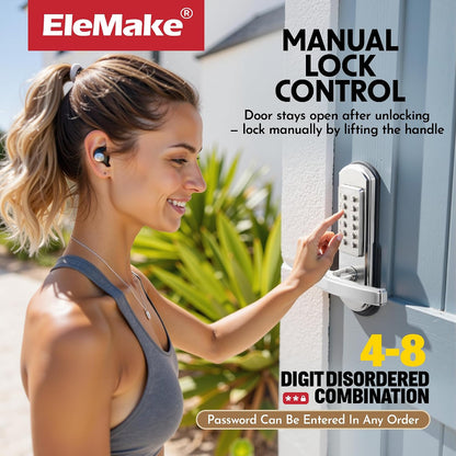 Elemake Cerradura de puerta con teclado, cerradura mecánica de puer...