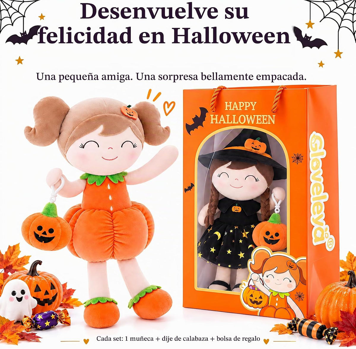 Gloveleya - Muñeca de bebé de Halloween, regalo para niñas, muñecas...