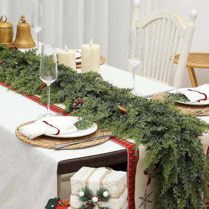 Tasruwat Guirnalda de cedro de Navidad de 6 pies, realista, suave,...