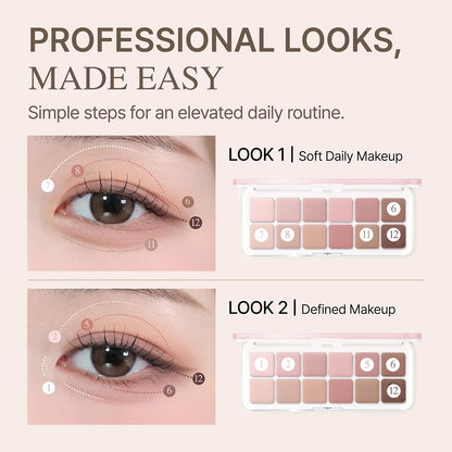 CLIO Pro - Paleta de ojos de aire, 12 colores de sombra de ojos mat...