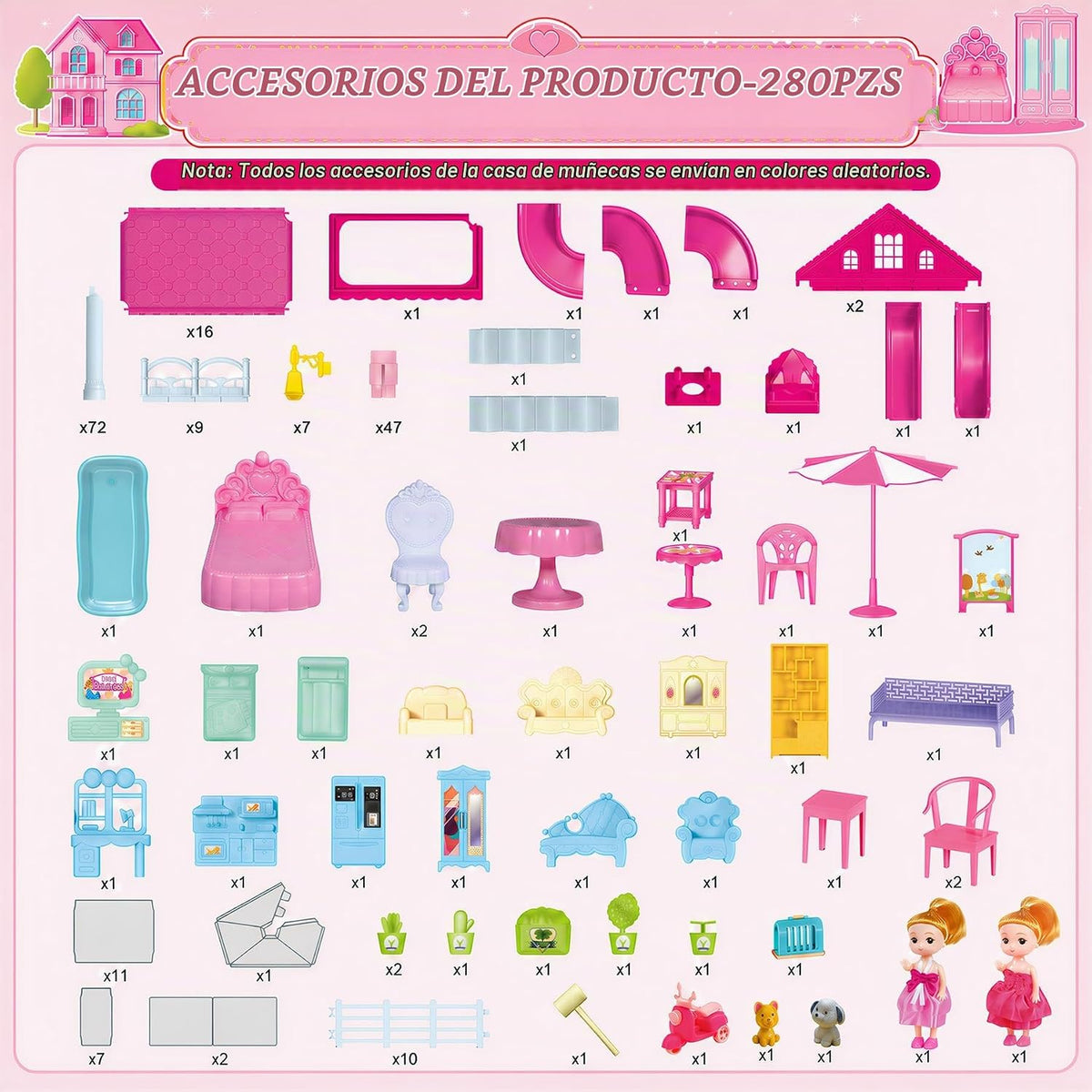 KLADNDER Casa de muñecas de 4 pisos con 12 habitaciones para niñas,...