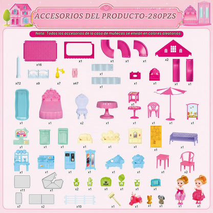 KLADNDER Casa de muñecas de 4 pisos con 12 habitaciones para niñas,...
