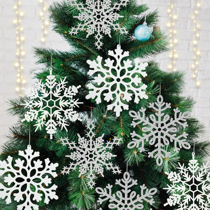8 copos de nieve grandes de color blanco y plateado, copos de nieve...