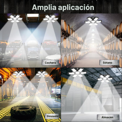 AUDLES - Paquete de 6 luces LED de garaje, 200 W, 20000 lm, 6500 K,...