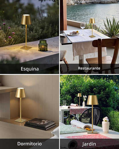 Juego de 2 lámparas de mesa inalámbricas KDG Gold, lámpara de escri...