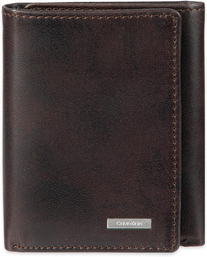 Cartera trifold de cuero con bloqueo RFID para hombre de Calvin Klein