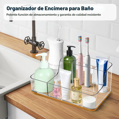 LAREKUN Estante de almacenamiento dorado para encimera de baño, láp...