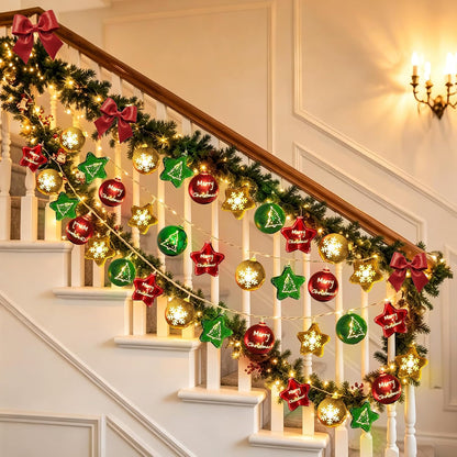 Guirnalda de luces navideñas con 30 luces LED de bola y estrella de...