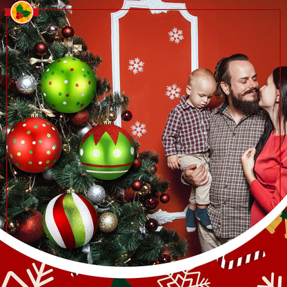 Tigeen - 4 bolas de Navidad grandes de 6 pulgadas, color rojo | Ado...