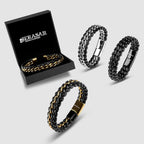 SERASAR | Pulsera de cuero genuino de primera calidad [acero] para...