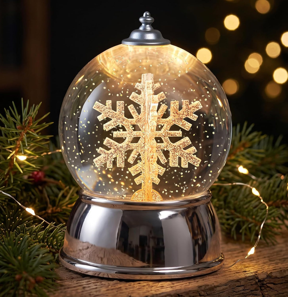 Globo de nieve navideño con música y purpurina giratoria, globo de...