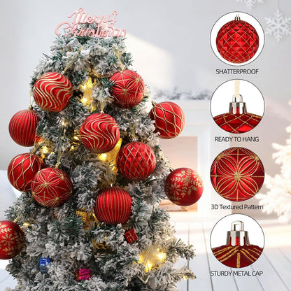 Lanpn 12 bolas de Navidad grandes de 4 pulgadas, decoraciones colga...