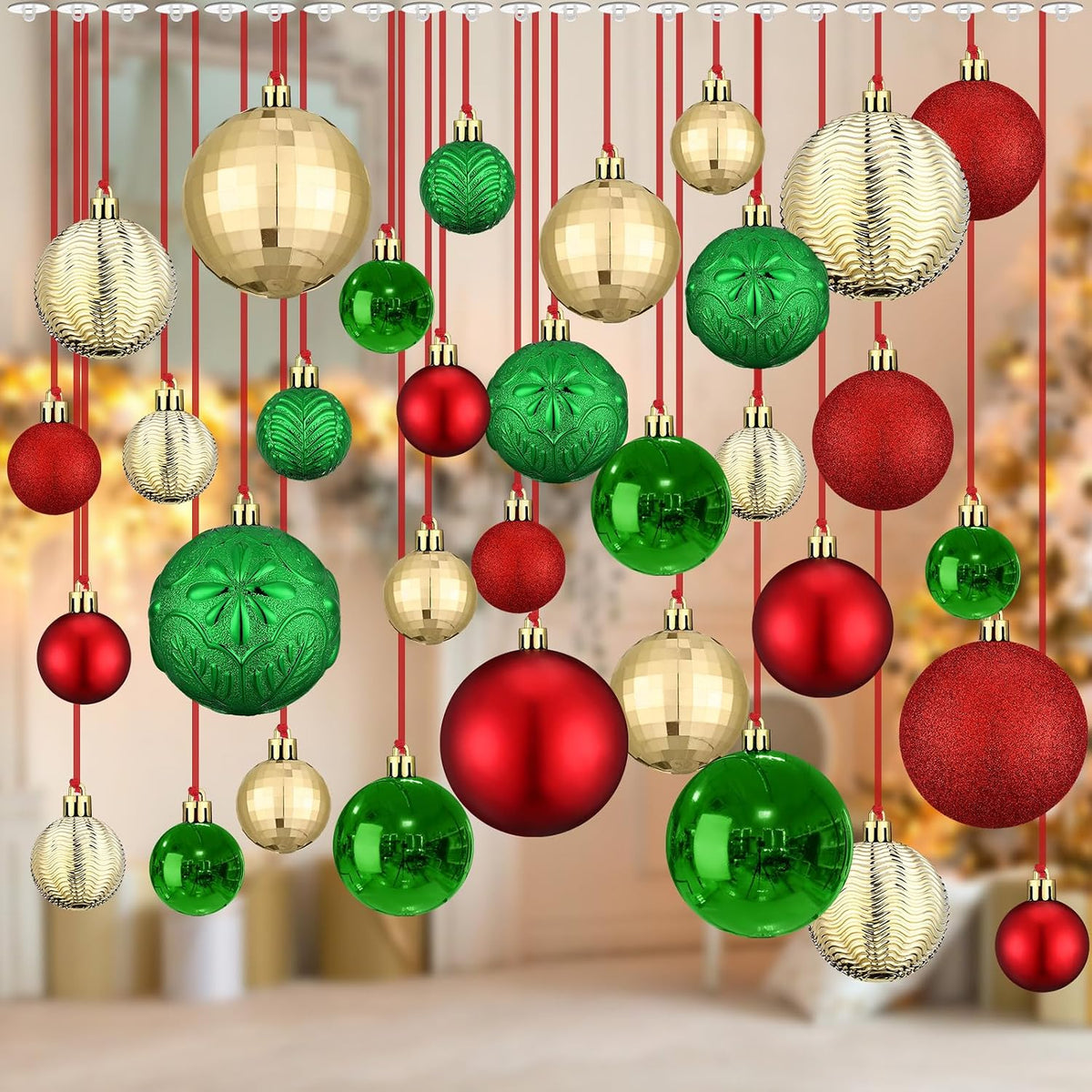 Relaxgiant - 36 bolas de Navidad para techo, rojo, verde, dorado |...