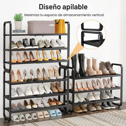 Zapatero de metal expandible para armario, entrada y garaje, 3 nive...