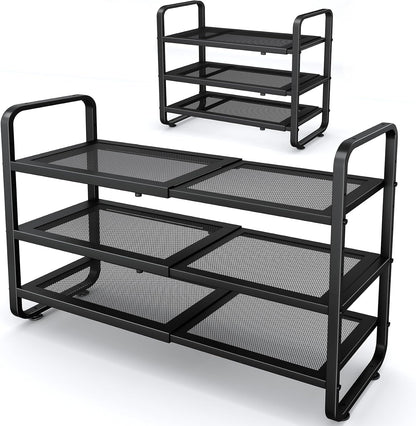 Zapatero de metal expandible para armario, entrada y garaje, 3 nive...