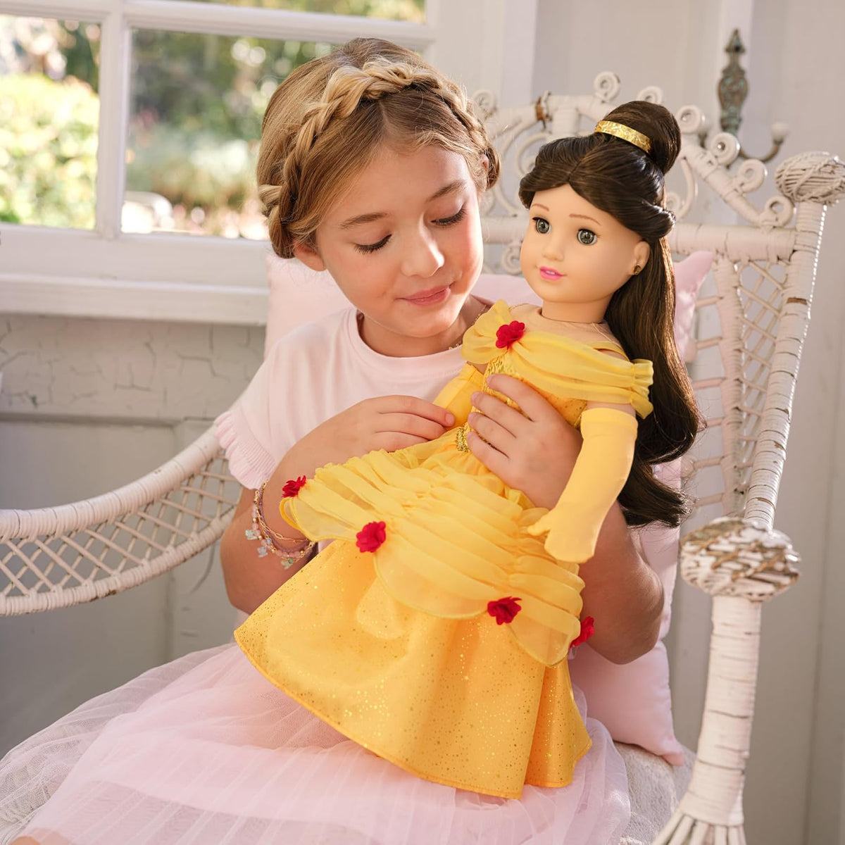 American Girl, Disney, Princesa Belle, muñeca de 18 pulgadas, cabel...