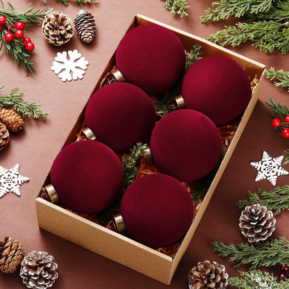 6 adornos grandes de terciopelo de Navidad de 4 pulgadas | Bolas co...