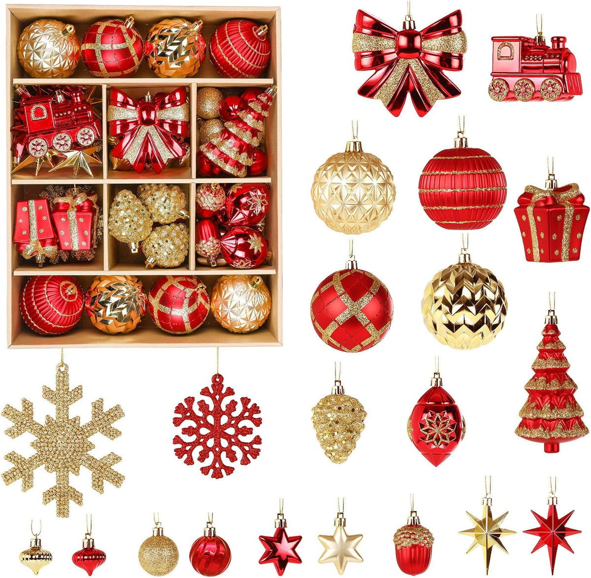 Alupssuc Juego de 82 bolas de Navidad, encantador juego de regalo c...