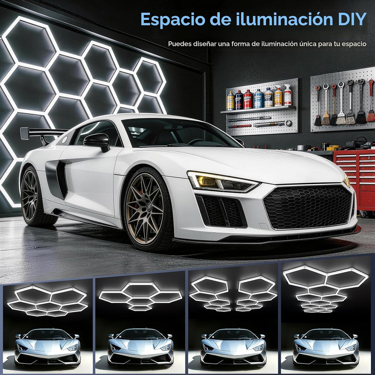 LZHOME Luces LED hexagonales de garaje de 5000 K: paquete de 25 act...