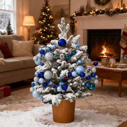 Yuxung 2 guirnaldas decorativas de bolas de Navidad de 6 pies, azul...