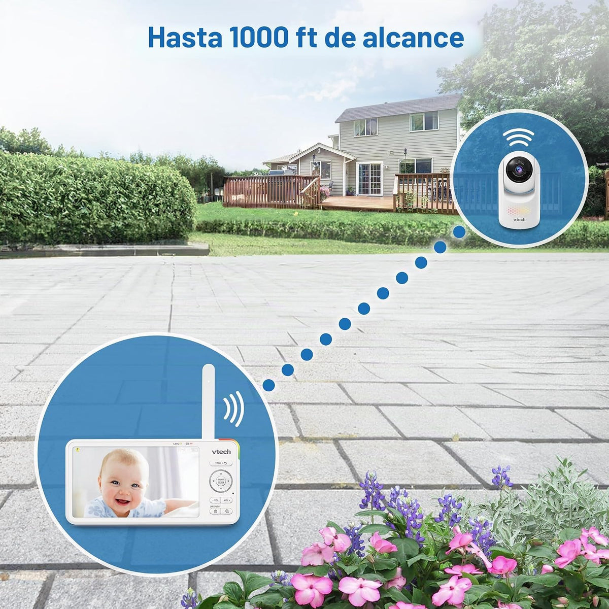 VTech Monitor de bebé con 2 cámaras sin WiFi y pantalla dividida IP...