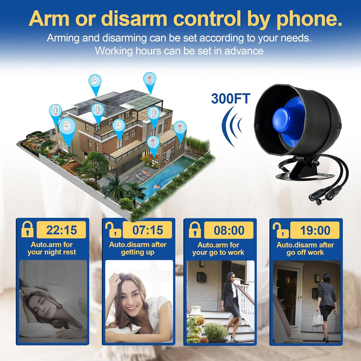 Kit de sistema de alarma de seguridad WiFi, inalámbrico de 120 db,...