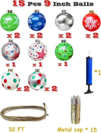 Huoety Bolas inflables de adornos de Navidad de 9 pulgadas, decorac...