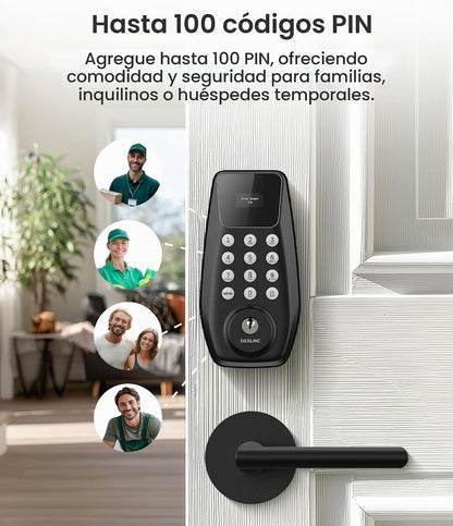 DESLOC Cerradura de puerta de entrada sin llave C100 con 2 manijas...