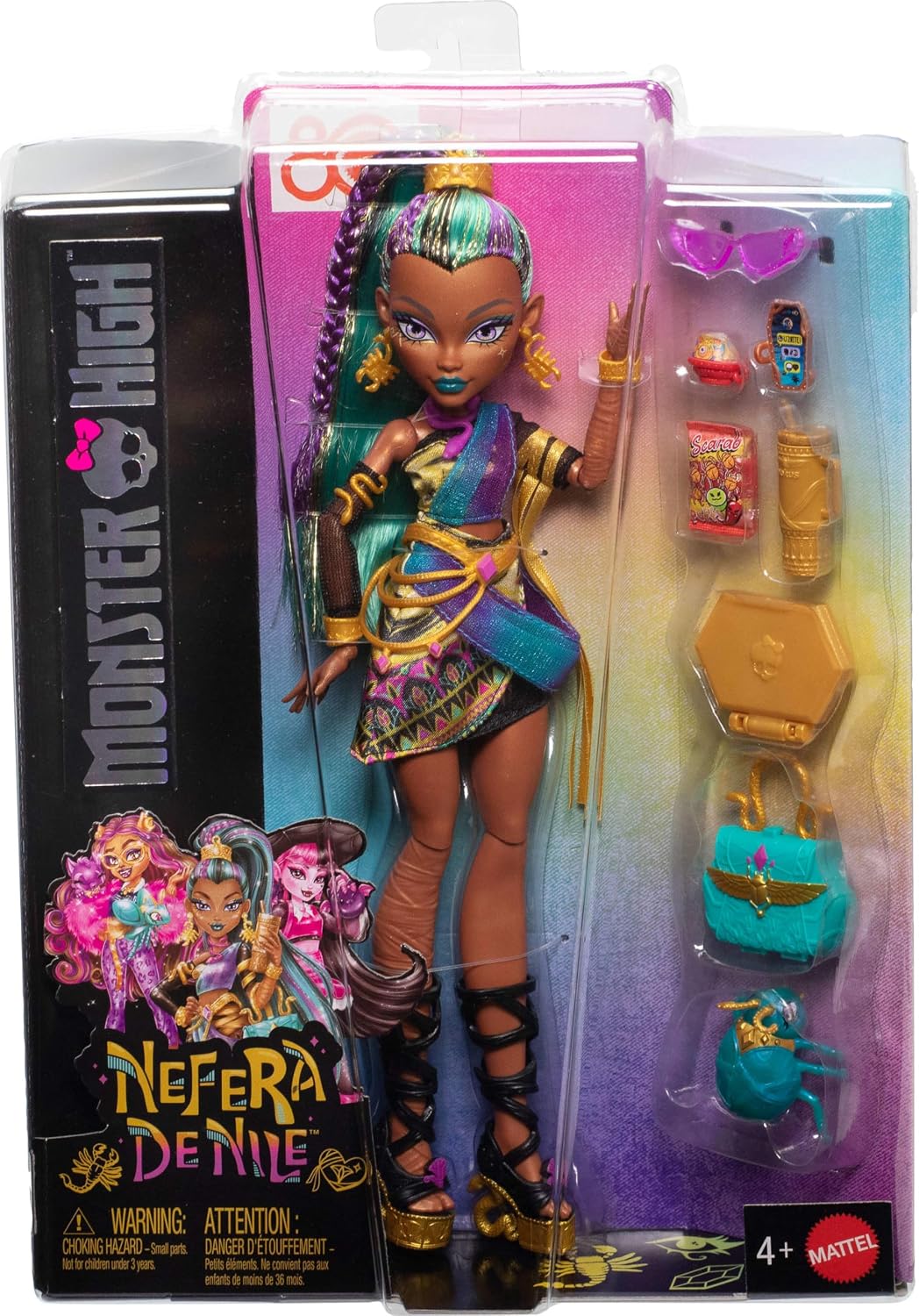 Monster High Nefera De Nile Doll | Royal Mummy en vestido con escar...