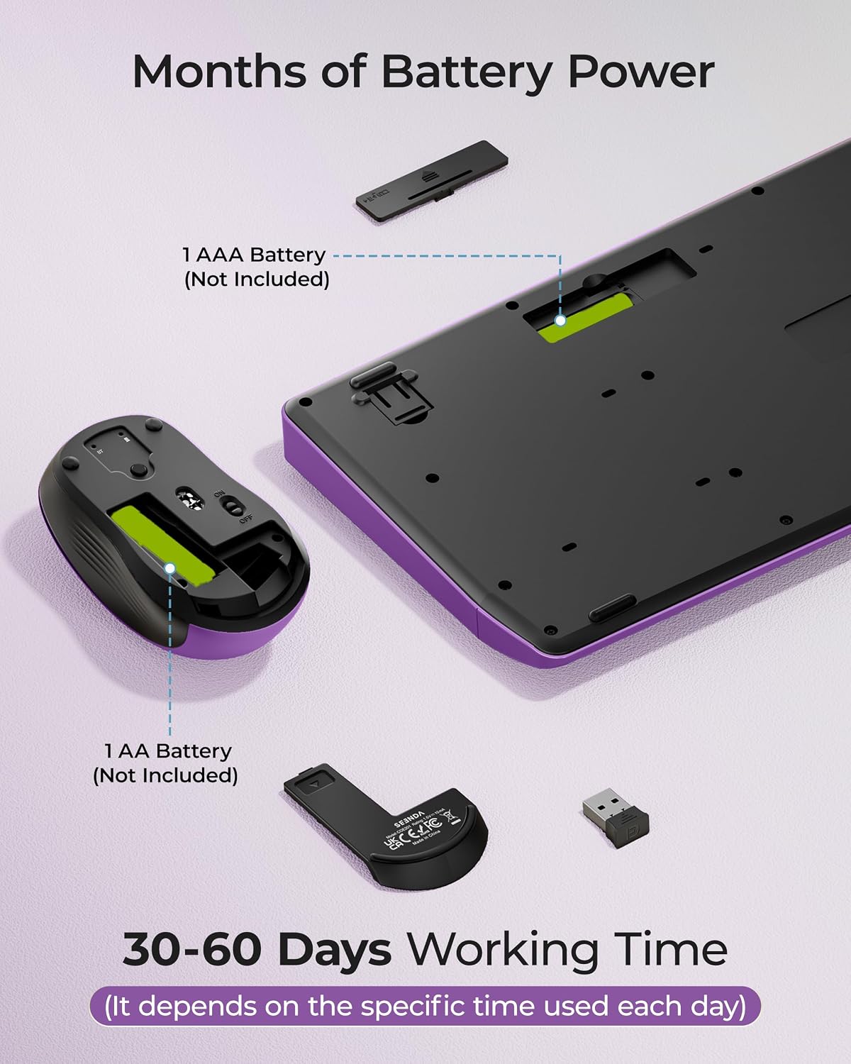 seenda COE200 Combo de teclado y mouse Bluetooth inalámbricos con |...