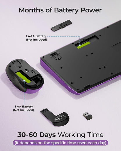 seenda COE200 Combo de teclado y mouse Bluetooth inalámbricos con |...