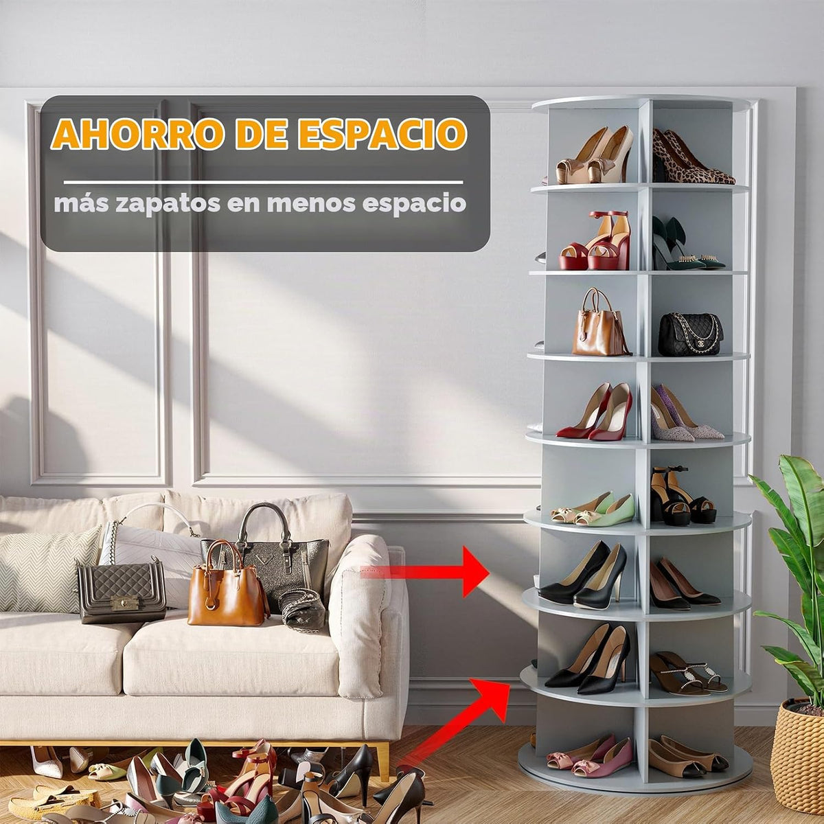 SpaceAid torre giratoria de zapatero de 8 niveles, exhibidor de zap...