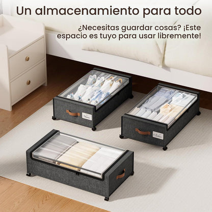 Yecaye Contenedores de almacenamiento debajo de la cama, 82 L, se a...