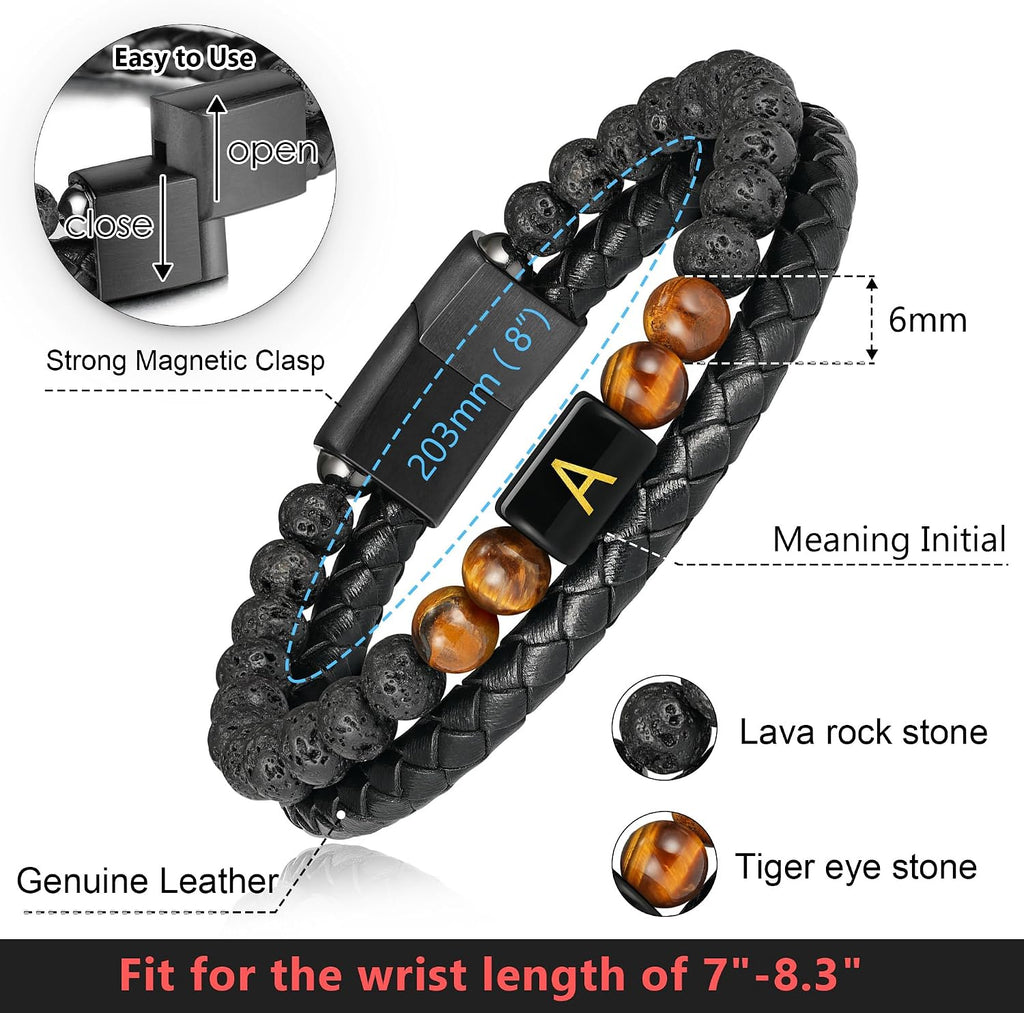 LUXEJEW Regalos para Hombres – Pulsera para Hombre, Pulsera con Ini...