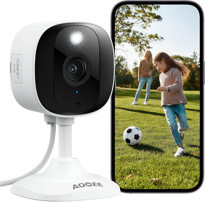 AOQEE Cámara interior con cable 2K para mascotas/bebés/ancianos, de...