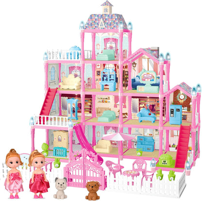 Seifar Casa de Muñecas para Niñas, 4 Pisos, 13 Habitaciones, 3 Muñe...