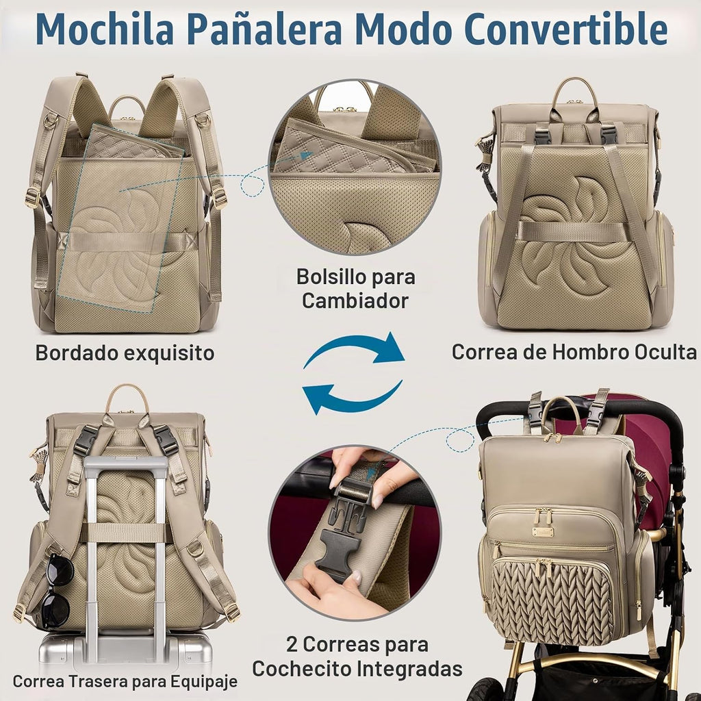 Tealari Mochila para pañales, elegante bolsa de pañales para bebé,...