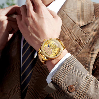 OLEVS Relojes de pulsera analógicos de cuarzo para hombre, cronógra...