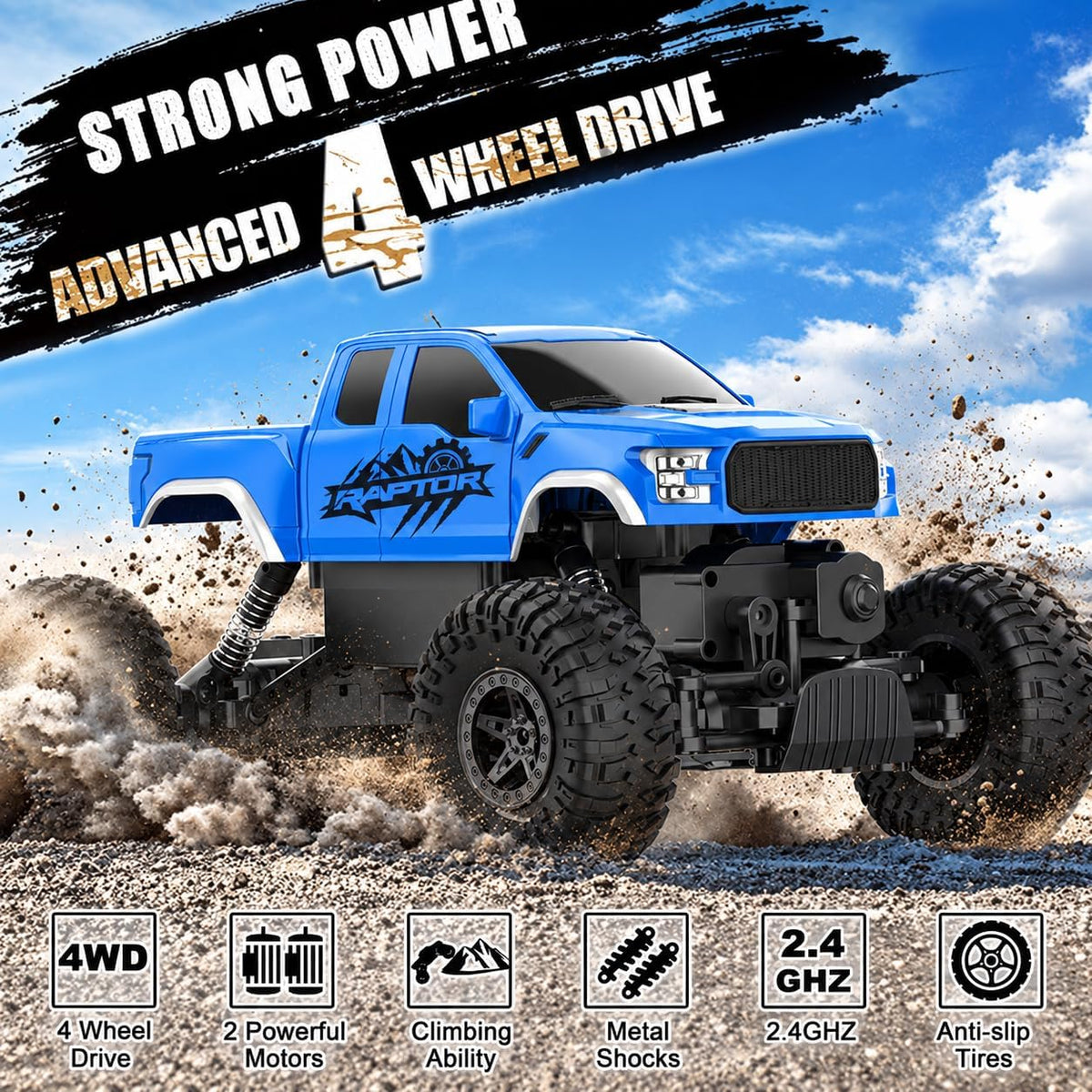DOUBLE E Ford Raptor F150 Coche de Control Remoto 4WD Camiones Mons...