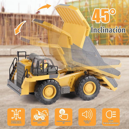 PREPOP Camión volquete de control remoto para niños, juguete de veh...