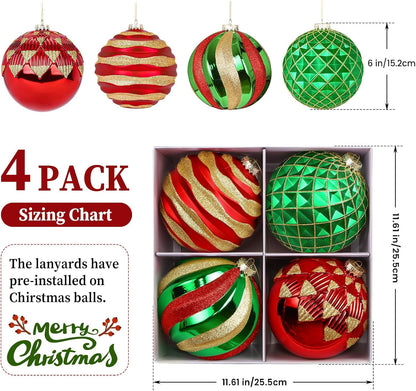 Alupssuc Adornos de bolas de Navidad grandes de 6 pulgadas\/5.906 i...