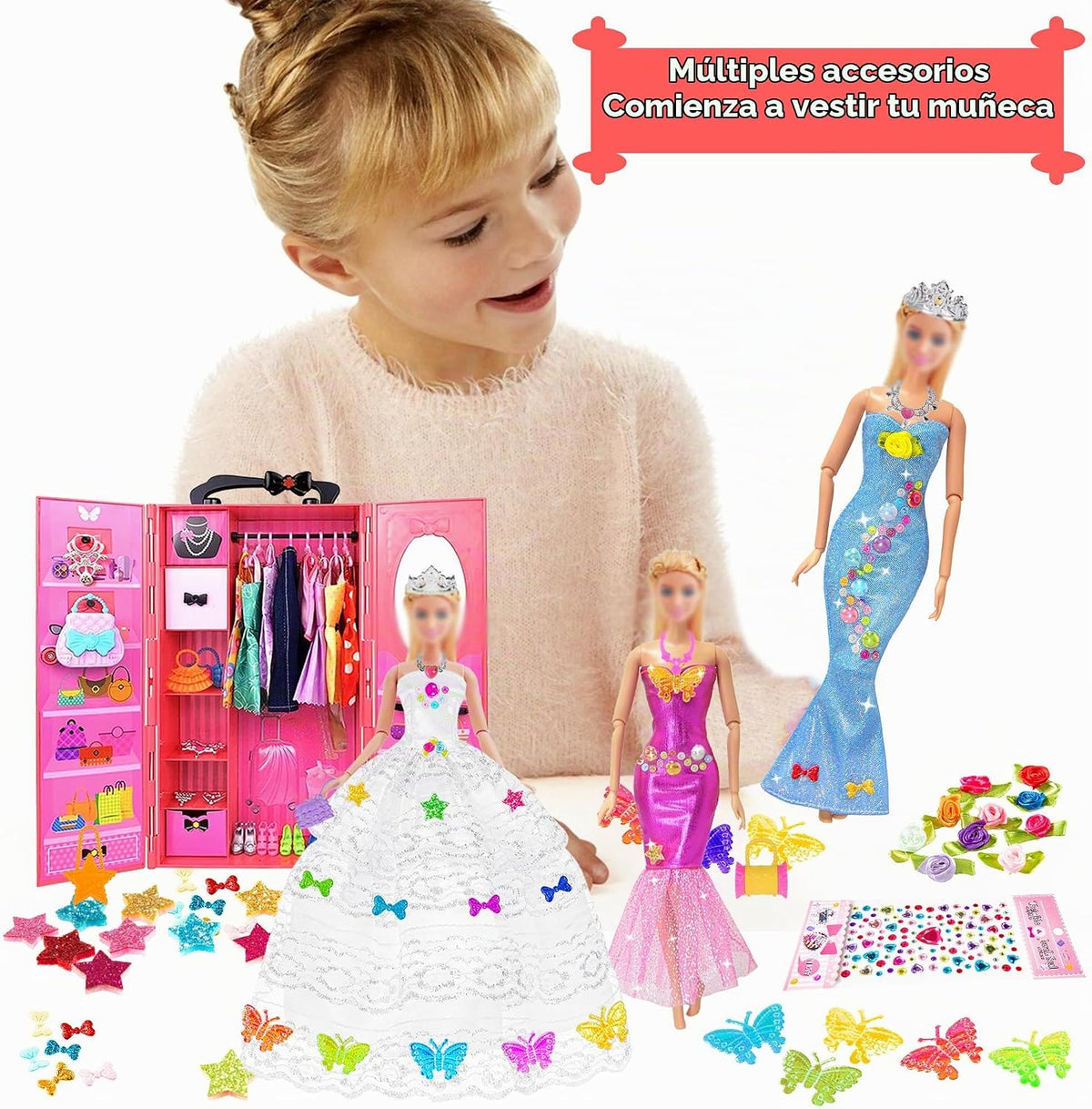 iBayda Juego de 139 piezas de muñeca y armario de moda de 11.5 pulg...